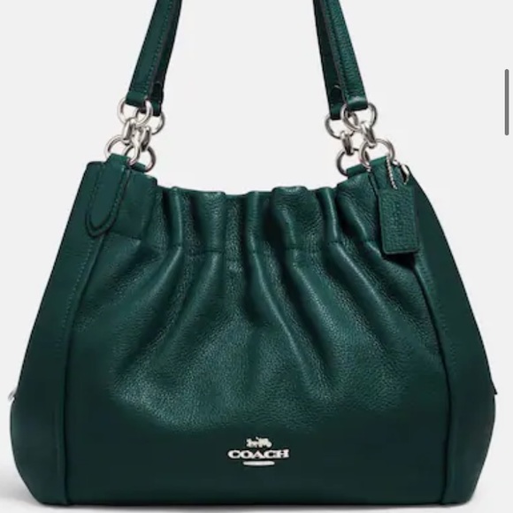 Like New, deep ivy green, rich pebbled leather COACH hobo purse - Picture 1 of 8
